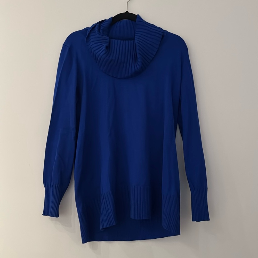 🔥 Blue Cowl Turtleneck Sweater